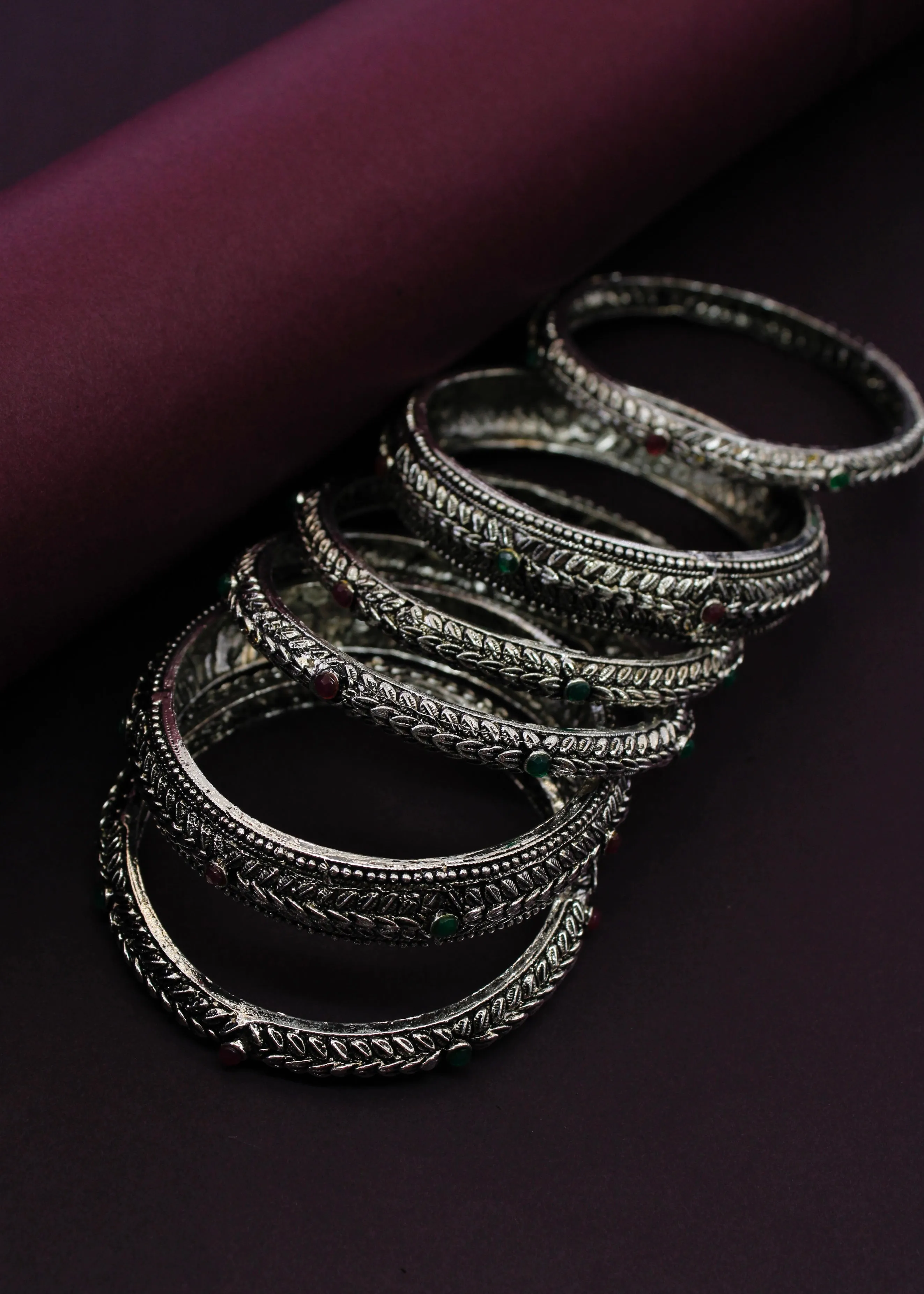 LEAF DESIGNER OXIDISED BANGLES