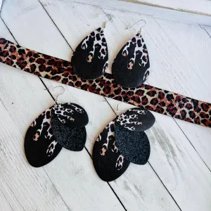 Leopard Drip Faux Leather Teardrop Ear Bling Two Styles Available