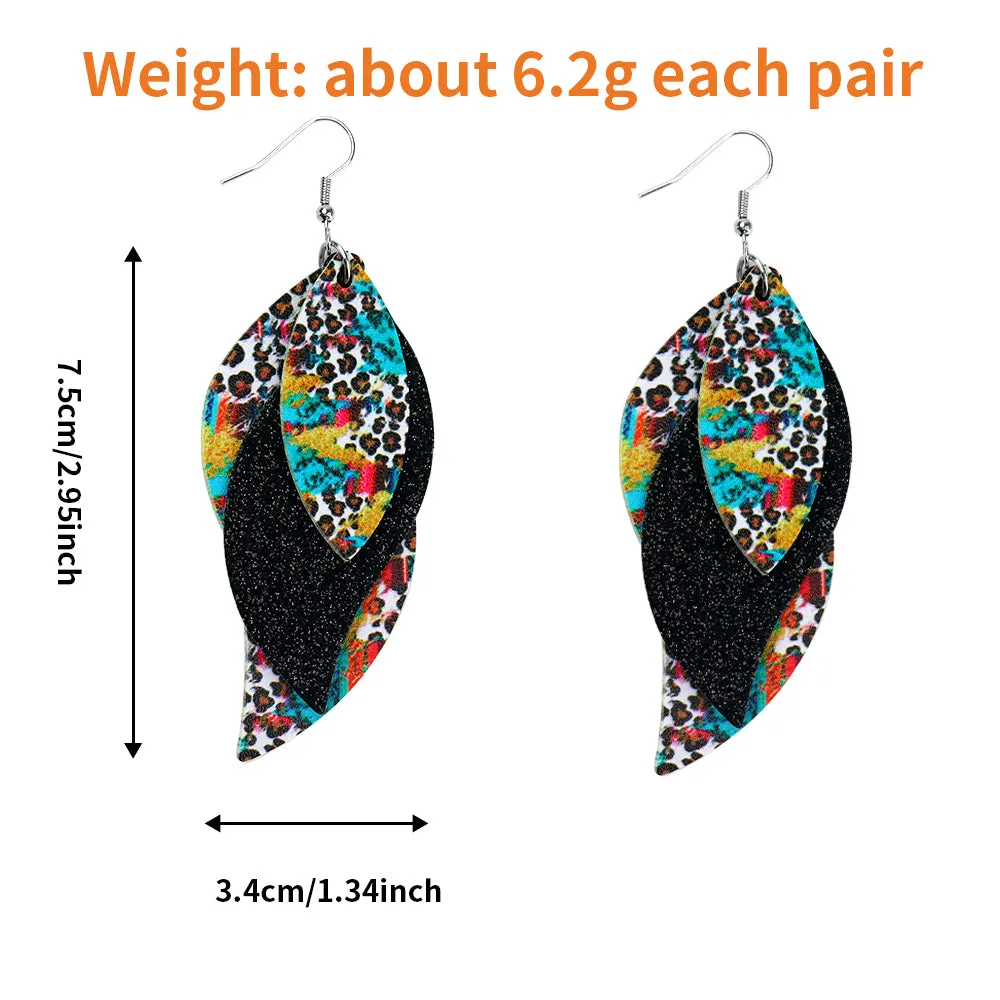 Leopard Drip Faux Leather Teardrop Ear Bling Two Styles Available