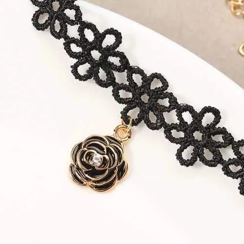 Lotita Punk Lace Flower Black Choker Vintage Women Necklace Best Gift for Girl