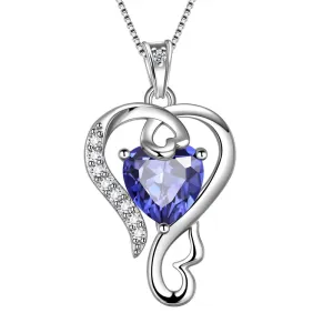 Love Heart Birthstone December Tanzanite Necklace Pendant Women Girls Jewelry Birthday Gift