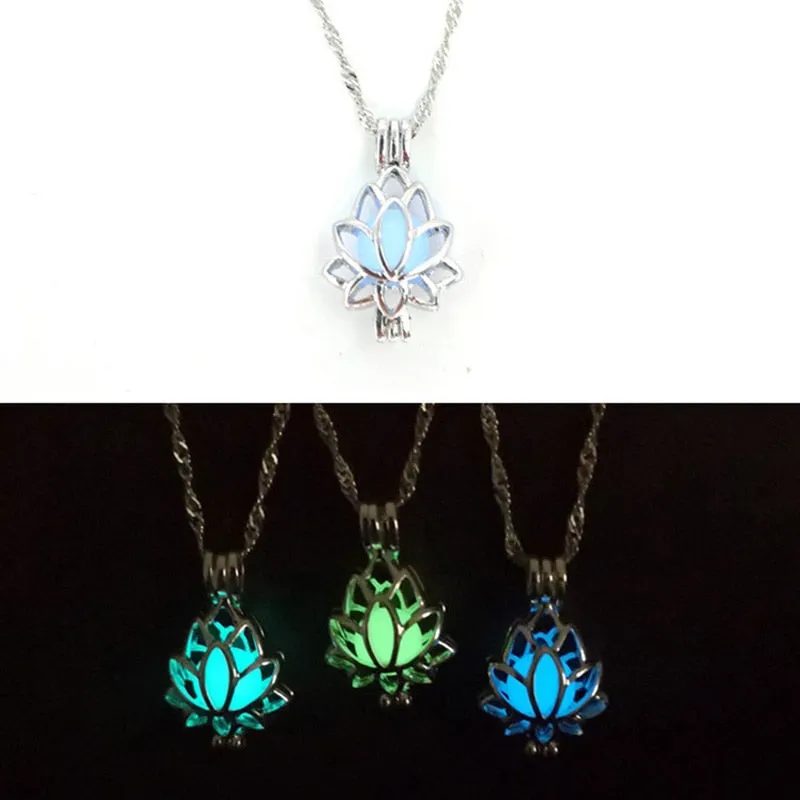 Luminous Glowing In The Dark Moon Lotus Pendant