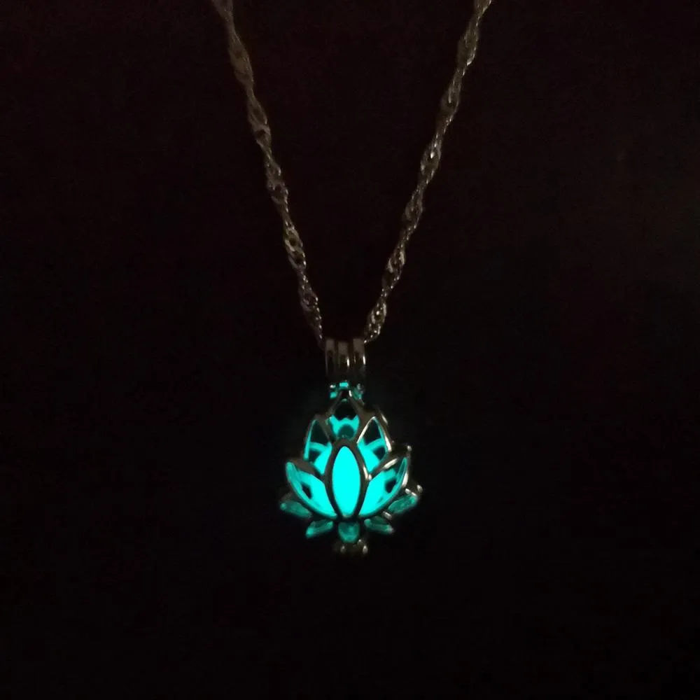 Luminous Glowing In The Dark Moon Lotus Pendant