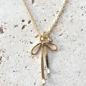 Melted Droopy Ribbon Bow Necklace