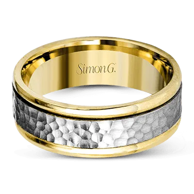 Men's Wedding Band In 14k Or 18k Gold with Platinum