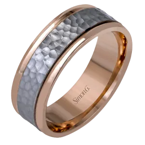 Men's Wedding Band In 14k Or 18k Gold with Platinum