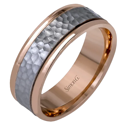 Men's Wedding Band In 14k Or 18k Gold with Platinum