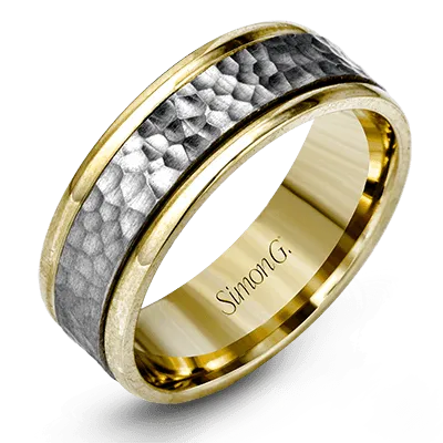 Men's Wedding Band In 14k Or 18k Gold with Platinum