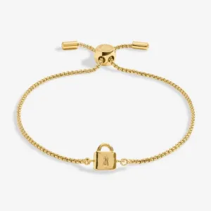 Mini Charms| Lock Gold Plated 24.5cm Adjustable Bracelet 7138