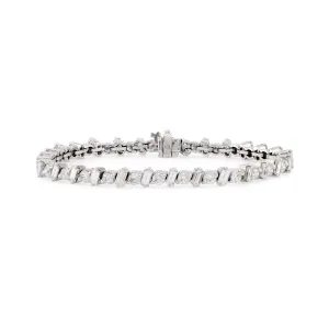 Modern 7.5 Carat Total Weight Diamond 14K White Gold Tennis Bracelet