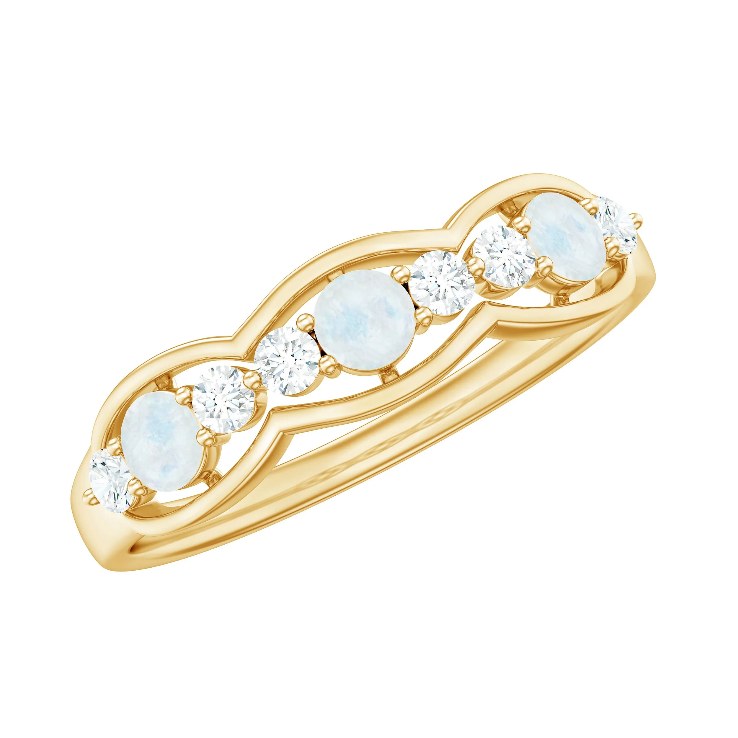 Moonstone and Diamond Wedding Anniversary Ring