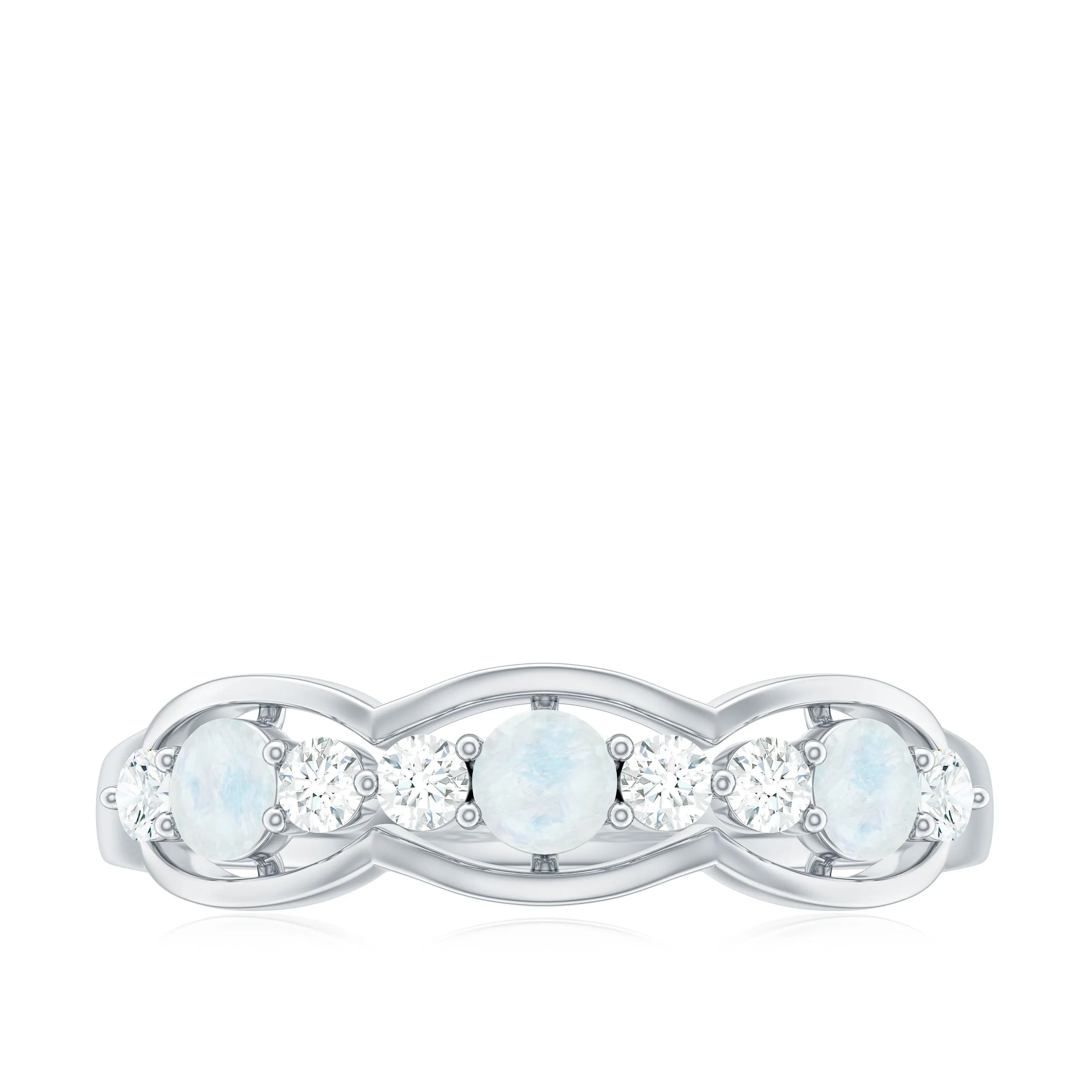 Moonstone and Diamond Wedding Anniversary Ring