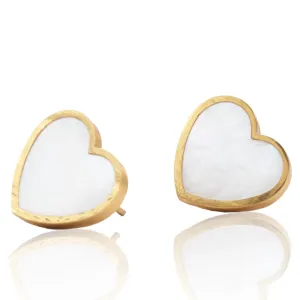 Mother of pearl heart stud earrings