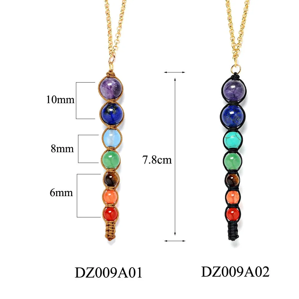 Natural Stone Lava 7 Chakra Reiki Healing Balance Necklace Women Men Jewelry Energy Power Yoga Beaded Charm Pendant Necklace