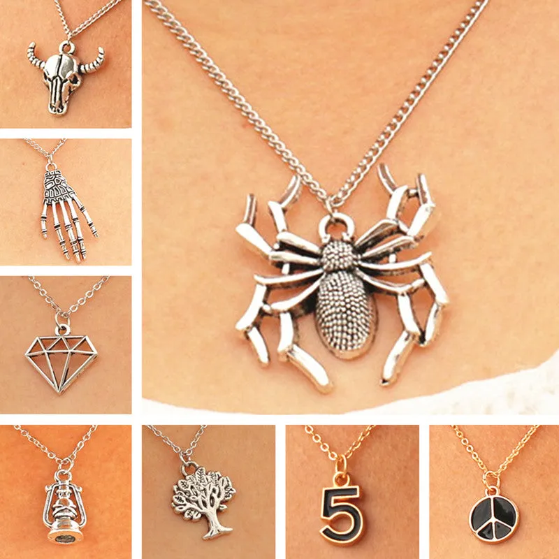 Necklaces & Pendants For Women Men Spider Geometric Simulated Pearls Tree Bull Fashion Jewelry Steampunk Cheap Christmas Gift