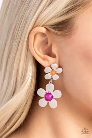 Paparazzi Earring ~ Fashionable Florals - Pink