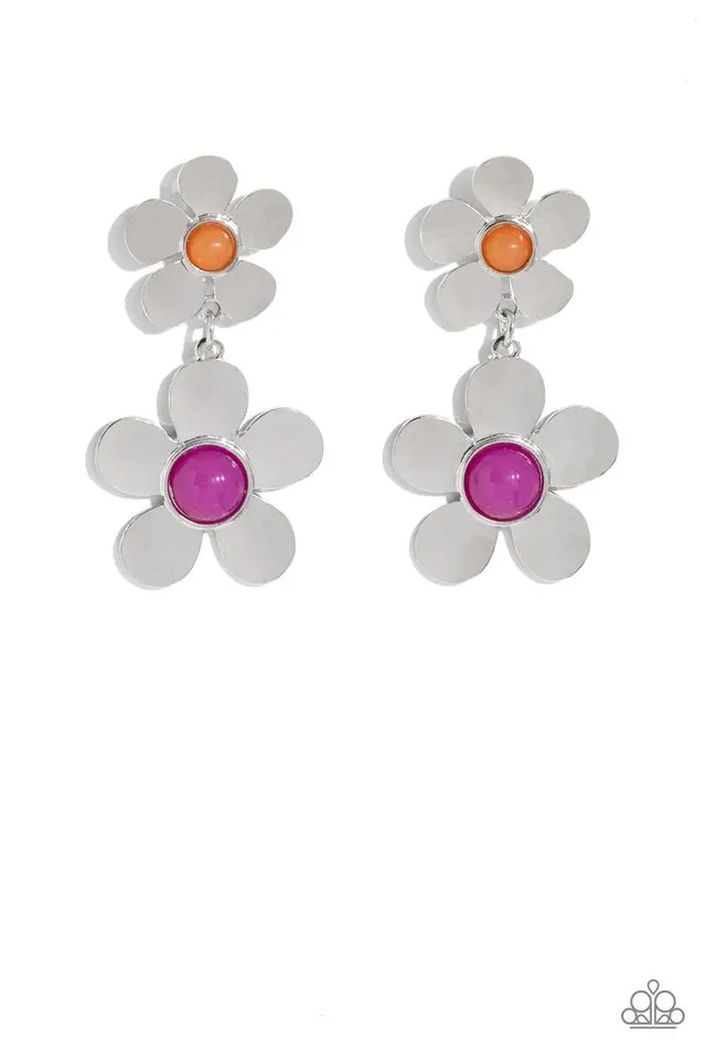 Paparazzi Earring ~ Fashionable Florals - Pink