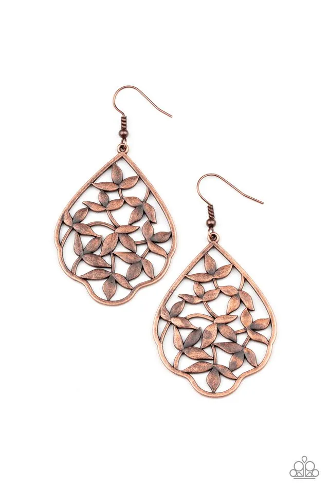 Paparazzi Earring ~ Taj Mahal Gardens - Copper