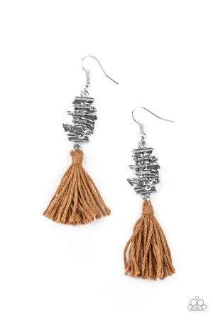 Paparazzi Earring ~ Tiki Tassel - Brown