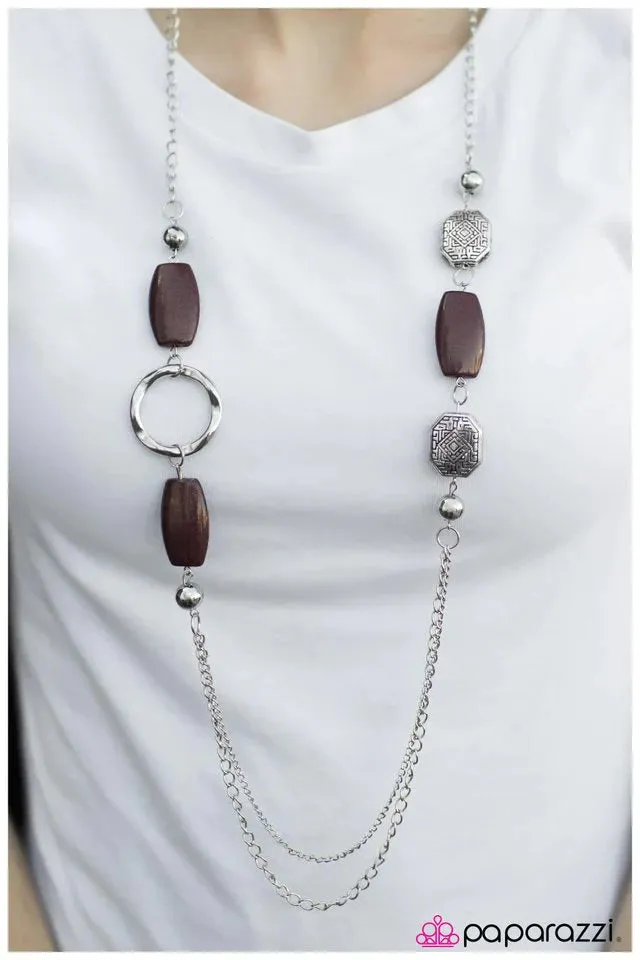 Paparazzi Necklace ~ Right On Time - Brown