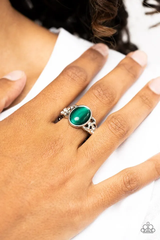 Paparazzi Ring ~ Crystals and Cats Eye - Green