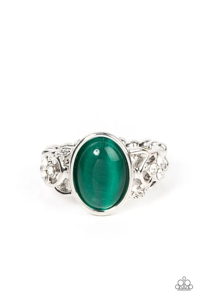 Paparazzi Ring ~ Crystals and Cats Eye - Green