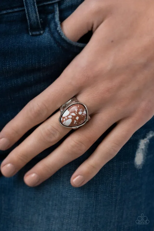 Paparazzi Ring ~ Earth Hearth - Brown