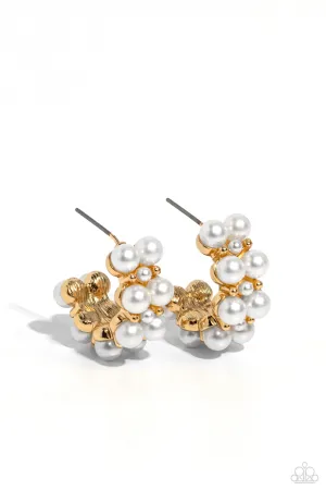 Paparazzi White Collar Wardrobe Gold Post Earrings