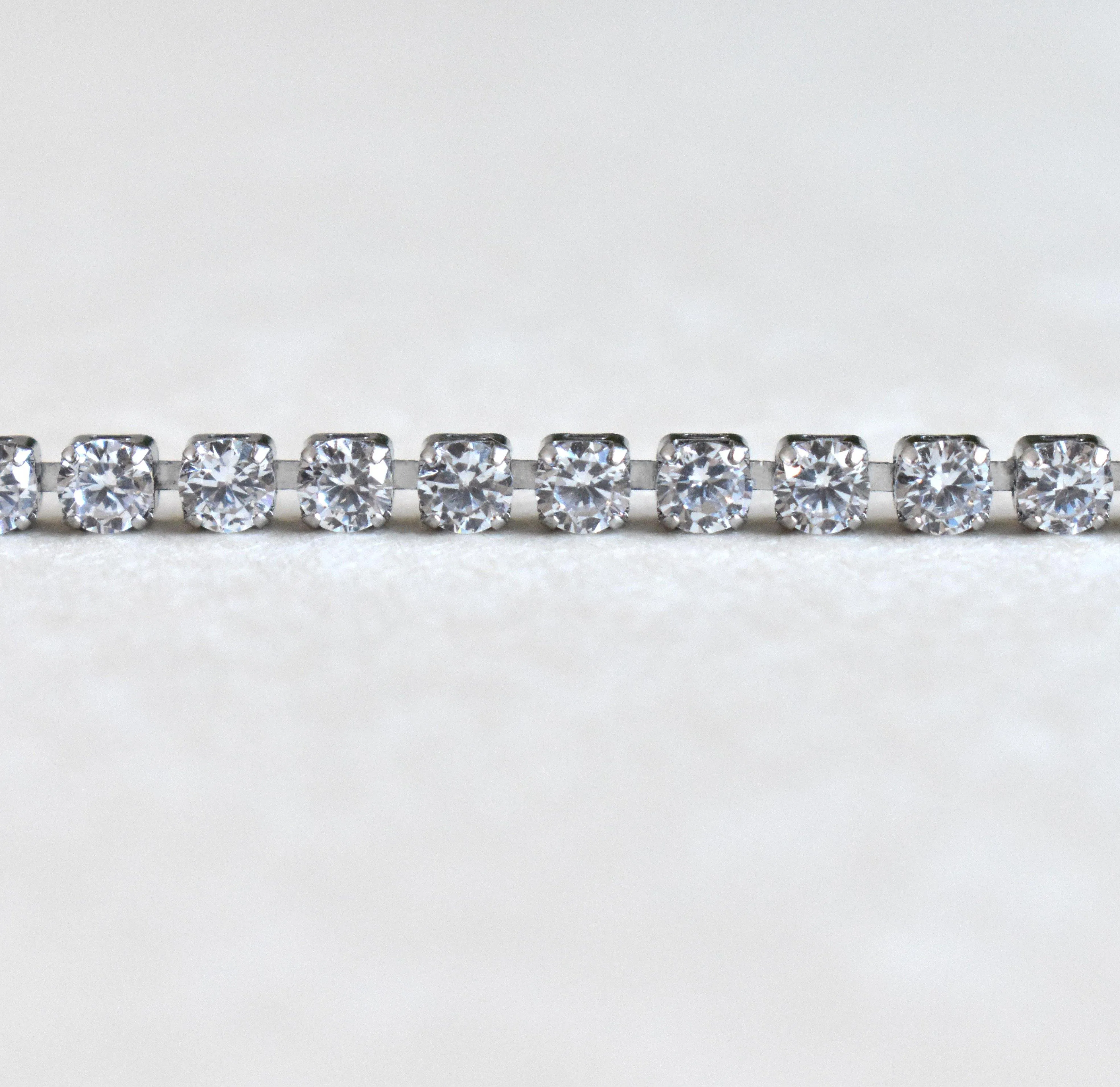 PARIS DAINTY CZ DIAMOND TENNIS BRACELET - SILVER