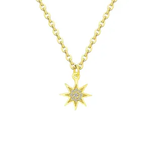 Paved CZ Stone North Star Necklace Crystal