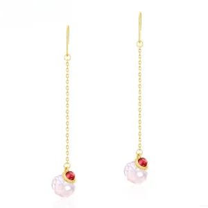 Pink Crystal Perfume Bottle Tassel Silver Hook Earrings