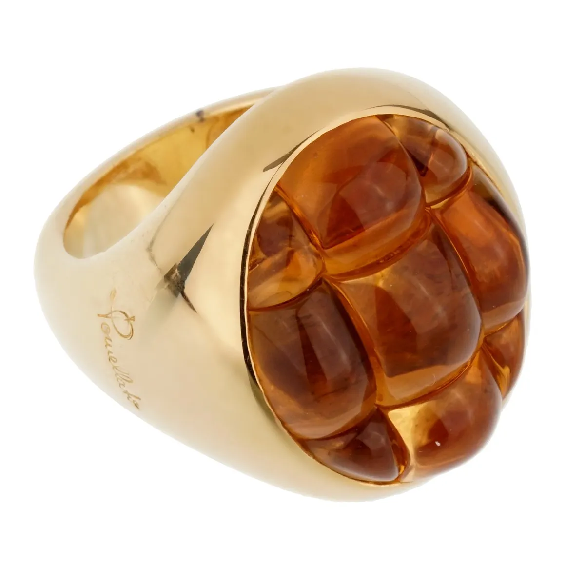 Pomellato 16 Carat Citrine Yellow Gold Cocktail Ring Sz 7 1/4