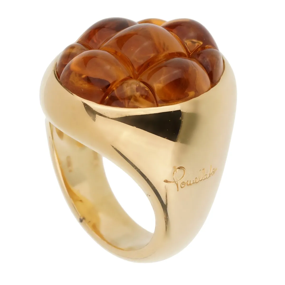 Pomellato 16 Carat Citrine Yellow Gold Cocktail Ring Sz 7 1/4