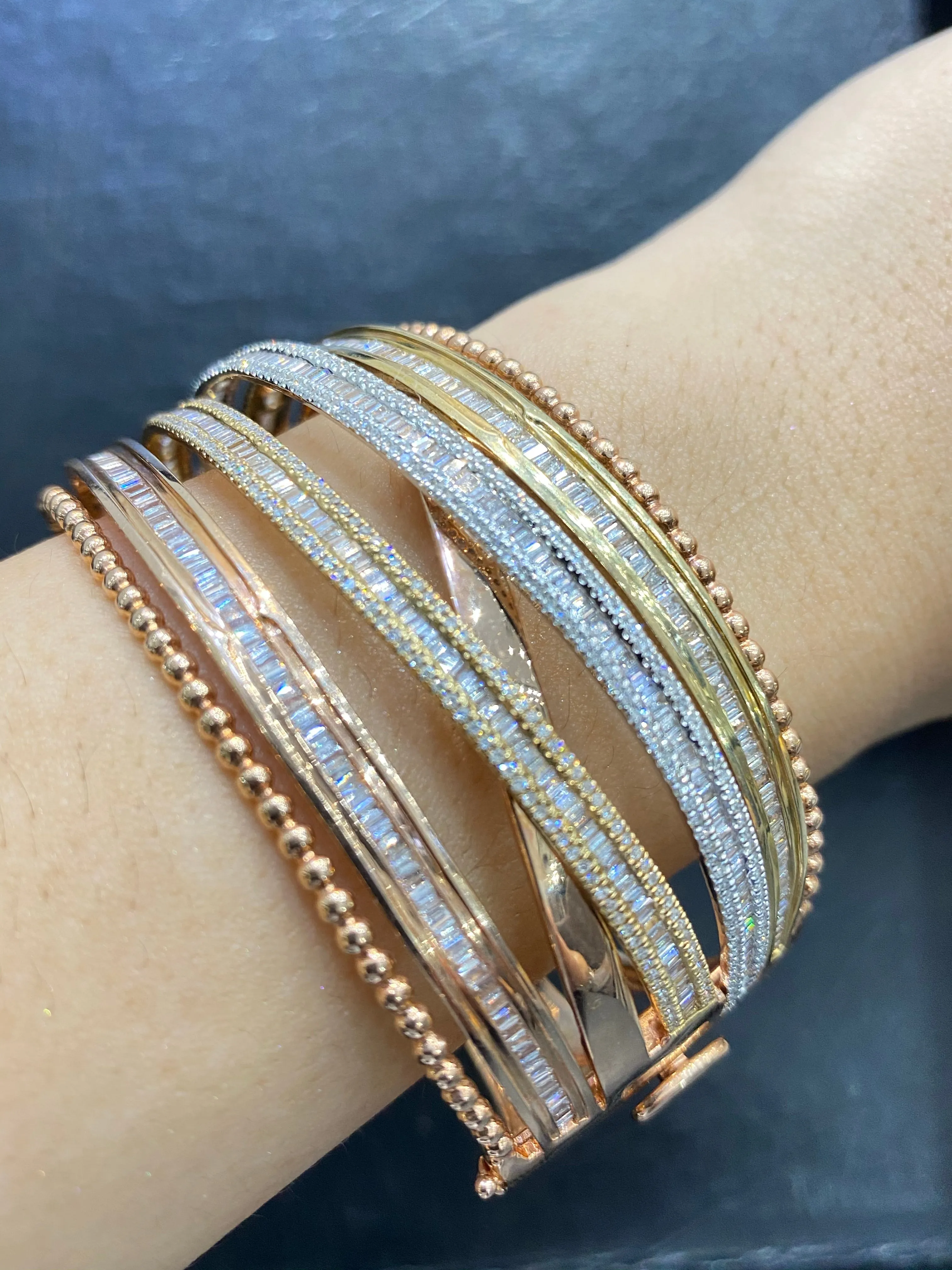 PREORDER | Multi-Tone Baguette Statement Diamond Bangle 14kt