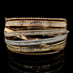 PREORDER | Multi-Tone Baguette Statement Diamond Bangle 14kt