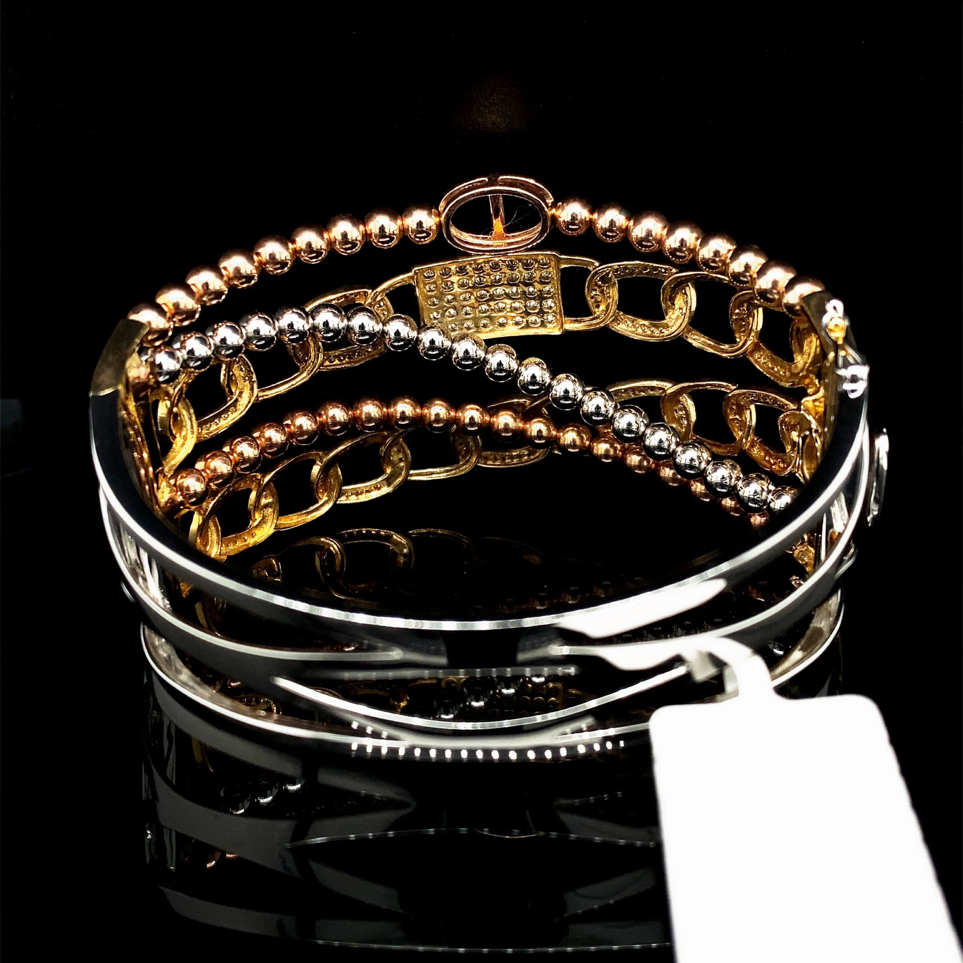 PREORDER | Multi-Tone Crossover Statement Diamond Bangle 14kt