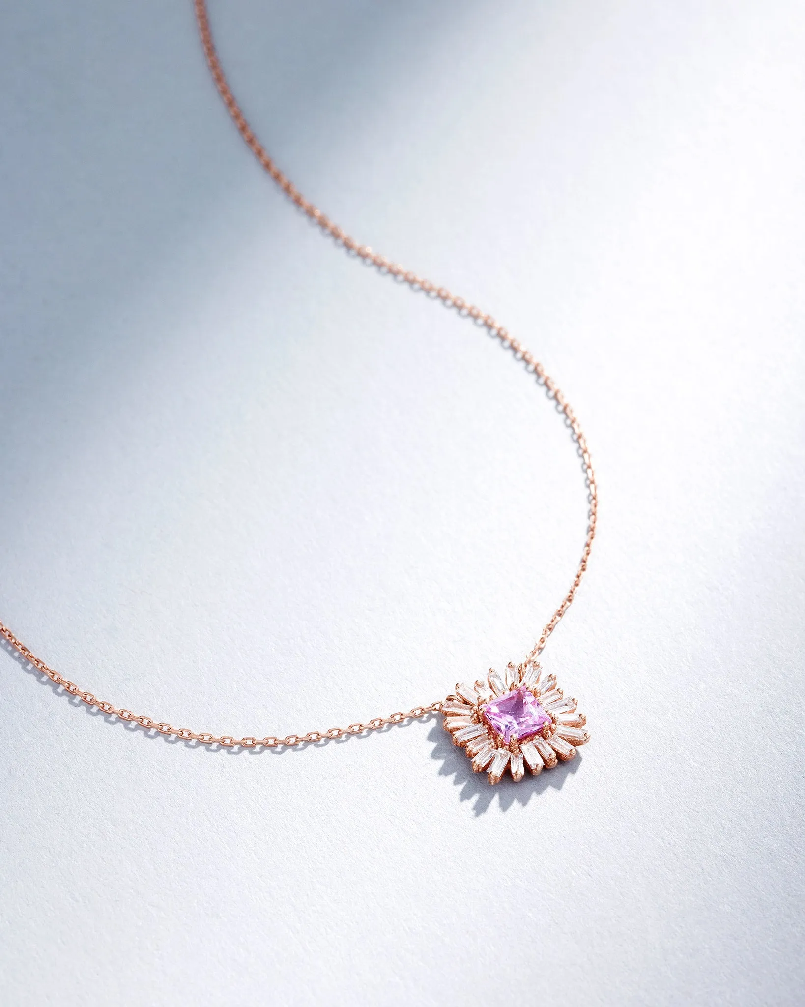 Princess Pink Sapphire Spark Pendant