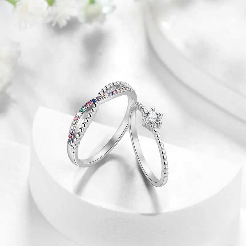 Promise Rings for Her, Women Jewelry Infinity Stackable Wedding Bands Rings for Women Set Size 6-9