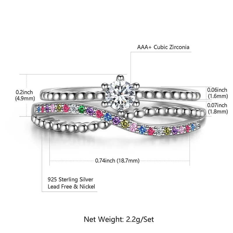 Promise Rings for Her, Women Jewelry Infinity Stackable Wedding Bands Rings for Women Set Size 6-9