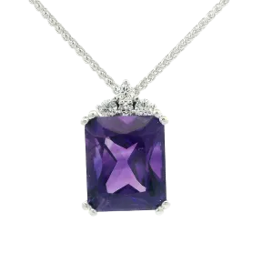 Radiant Cut Amethyst Pendant with Canadian Diamonds