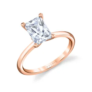 Radiant Cut Solitaire Engagement Ring - Dominique 18k Gold Rose