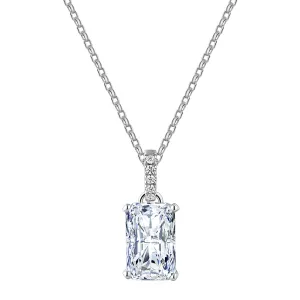 Radiant solitaire pendant with 3.49 carat* diamond simulant in 10 carat white gold