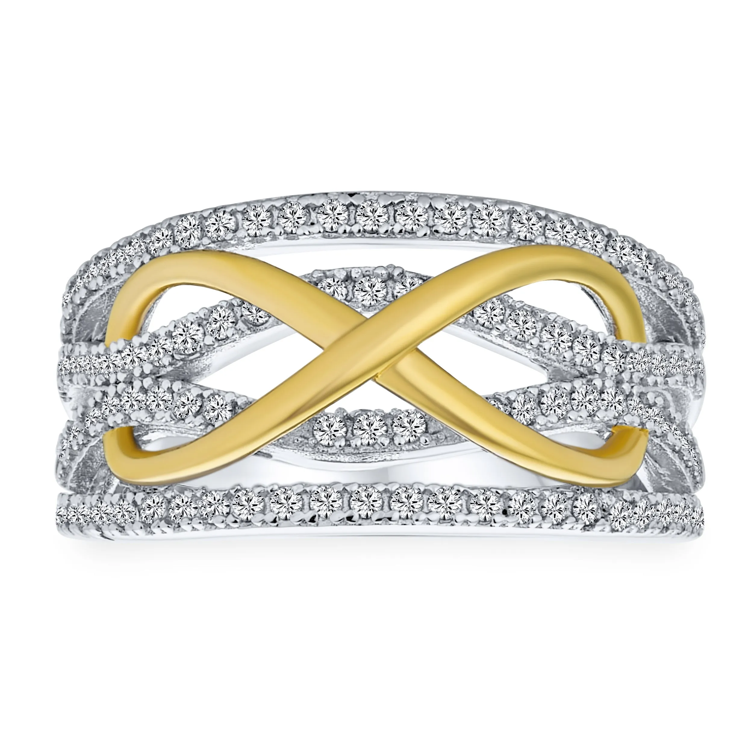 Romantic Danity Pave CZ Infinity Heart Ring .925Sterling Silver