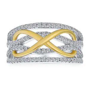 Romantic Danity Pave CZ Infinity Heart Ring .925Sterling Silver