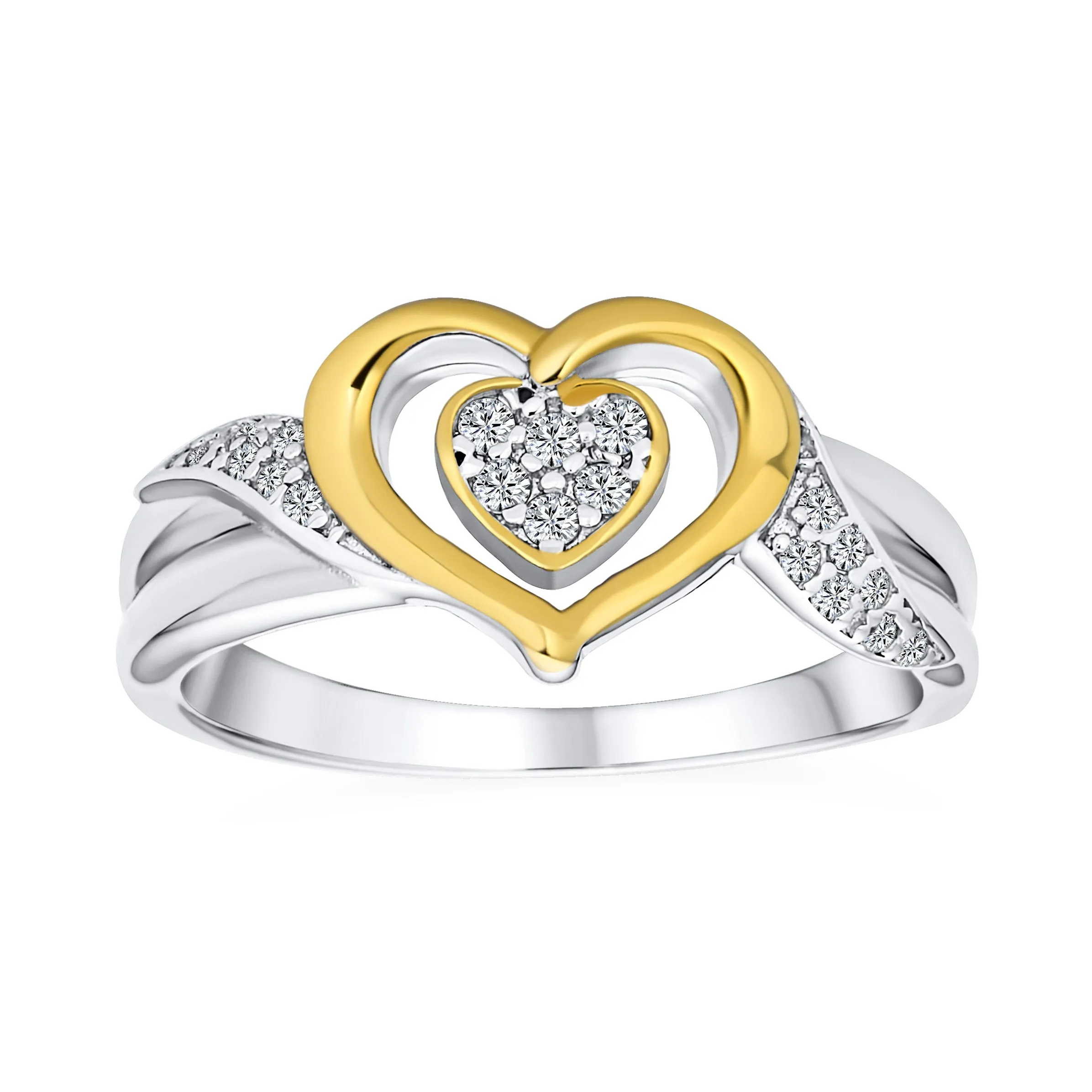 Romantic Danity Pave CZ Infinity Heart Ring .925Sterling Silver