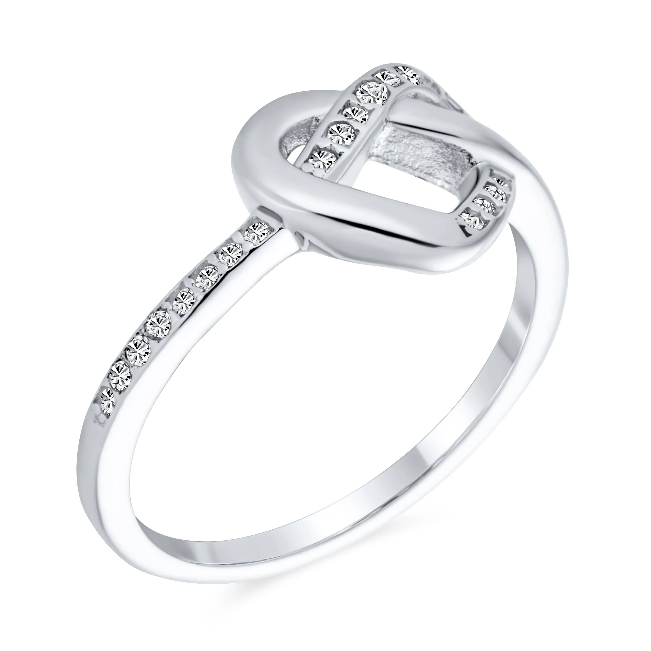 Romantic Danity Pave CZ Infinity Heart Ring .925Sterling Silver