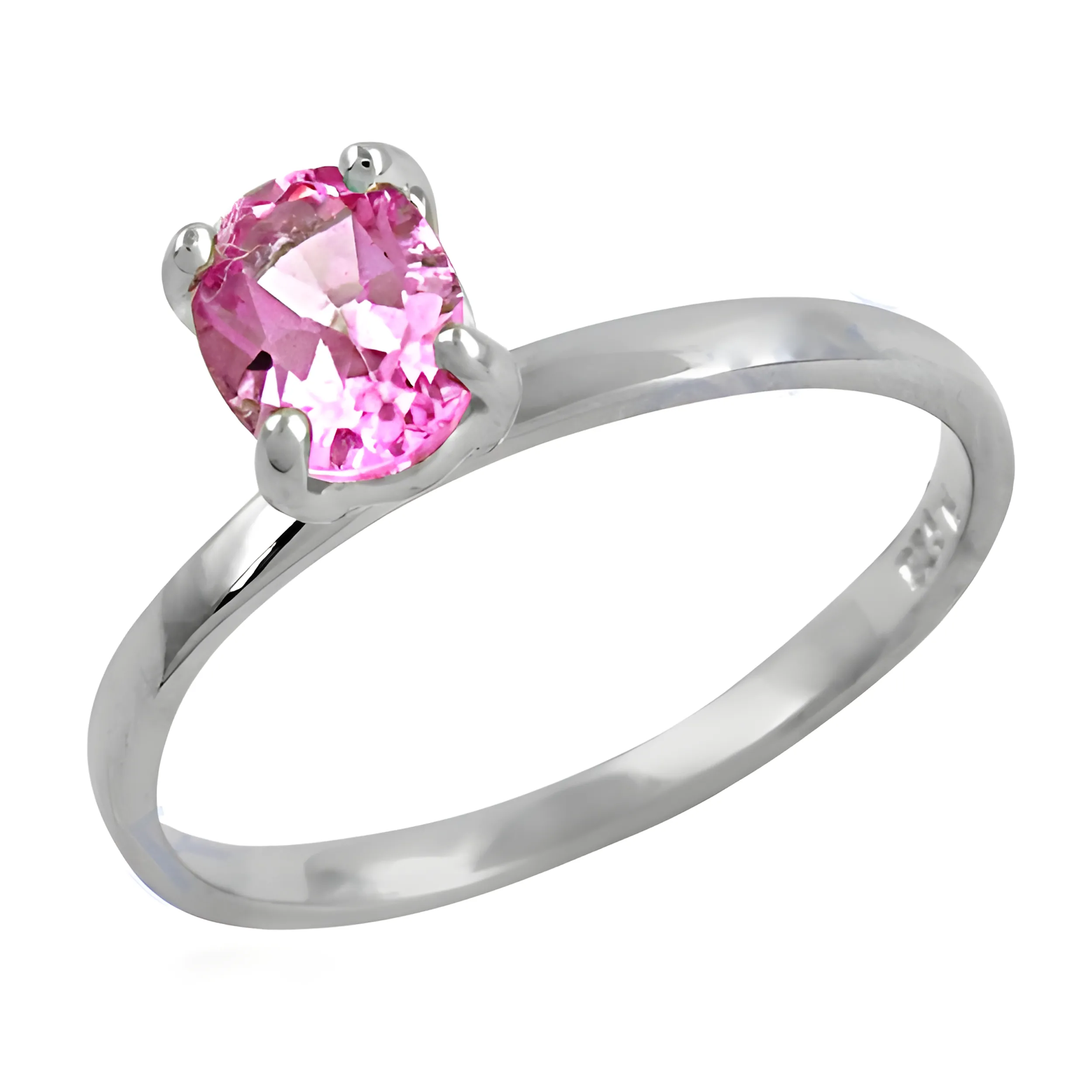 Romantic Pink Cubic Zirconia Gemstone Silver Ring - 925 Sterling Jewelry