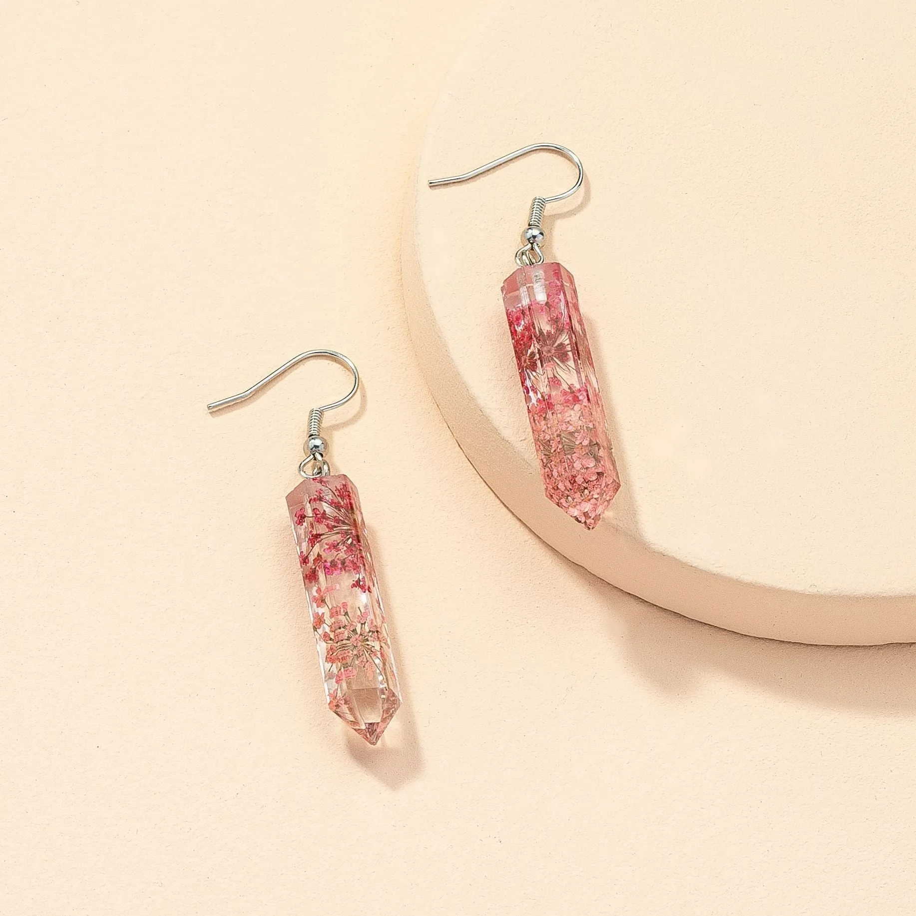 Rose Red Crystal Resin Earrings - Elegant Vienna Verve Collection