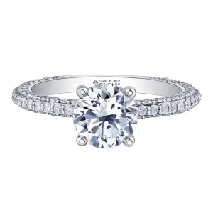 Round Canadian Diamond Solitaire with Hidden Halo and Diamond Pavé