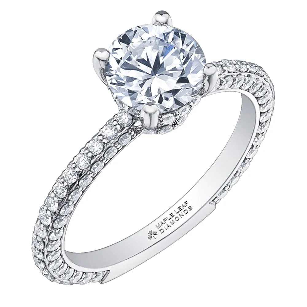 Round Canadian Diamond Solitaire with Hidden Halo and Diamond Pavé